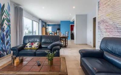 Coin salon dans l'établissement La proue - appt avec terrasse à moins de 100m de la plage