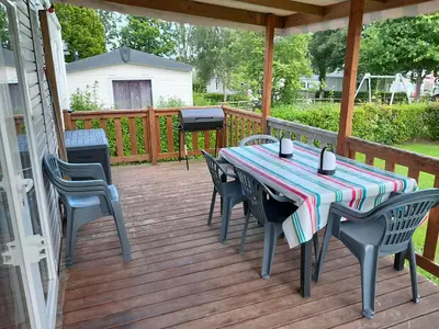 Balcon ou terrasse dans l'établissement mobilhome 3 chambres