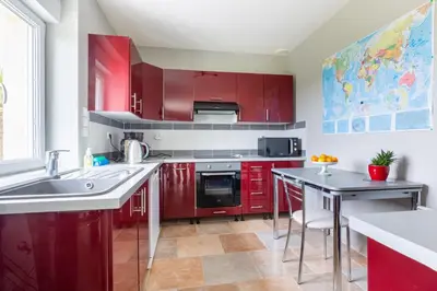 Cuisine ou kitchenette dans l'établissement La Pêcherie d'Utah