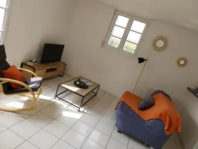 Télévision ou salle de divertissement dans l'établissement Maison Face au Mont avec extérieur
