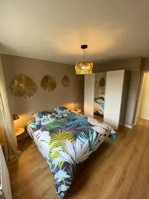 Un ou plusieurs lits dans un hébergement de l'établissement Location appartement F2 à Caen My precious Home F2 à Caen