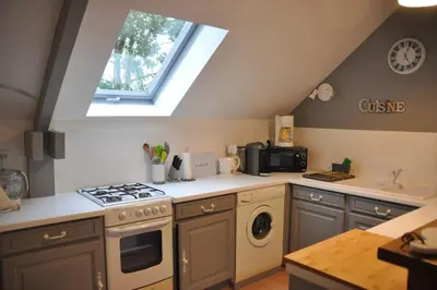 Cuisine ou kitchenette dans l'établissement Les Hortensias