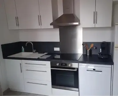 Cuisine ou kitchenette dans l'établissement Maison chaleureuse avec terrasse et vue baie