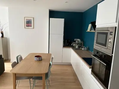 Cuisine ou kitchenette dans l'établissement Le coquillage magique