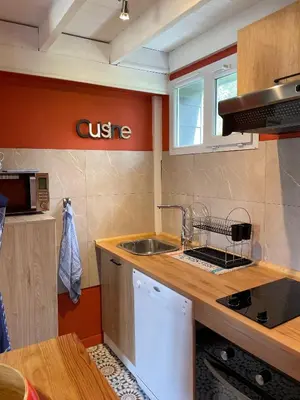 Cuisine ou kitchenette dans l'établissement La Boussole centre station proche mer