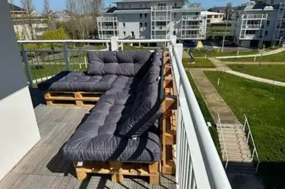 Balcon ou terrasse dans l'établissement Superbe appartement neuf avec un grand balcon - Cabourg - Welkeys