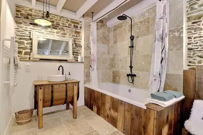 Salle de bains dans l'établissement Agritourisme Abaé