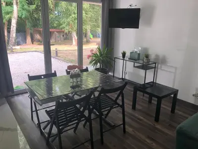 Télévision ou salle de divertissement dans l'établissement Le gîte de l'Ajon
