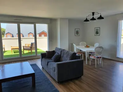 Coin salon dans l'établissement Othello Sea Flat - Appartement terasse familial
