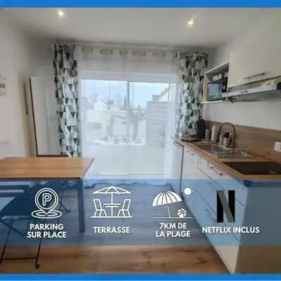 Les pommiers Duplex cosy tout confort mitoyen d'une maison neuve avec terrasse entrée indépendante parking 5 mn de Bayeux et 10 mn plage du débarquement
