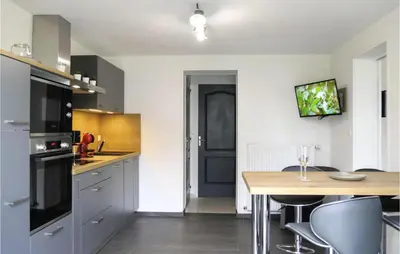 Cuisine ou kitchenette dans l'établissement 1 Bedroom Cozy Apartment In Pirou