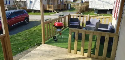 Jardin de l'établissement MOBIL HOME CLIMATISE TOUT CONFORT 6 à 8 PERSONNES à louer