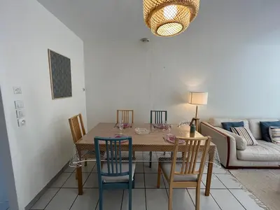 Coin salon dans l'établissement Maison calme avec terrasse - Calypso