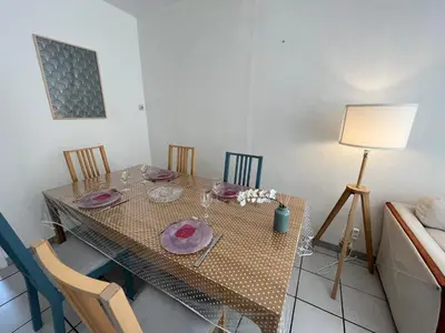 Coin salon dans l'établissement Maison calme avec terrasse - Calypso
