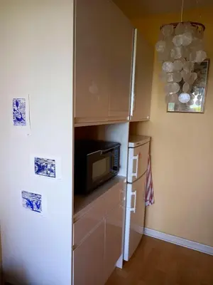 Cuisine ou kitchenette dans l'établissement Appartement charmant avec vue sur la mer à Cabourg - 30 m²