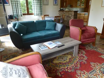 Coin salon dans l'établissement Papenoo Maison 3 piéces à 600m de la plage