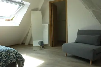 Coin salon dans l'établissement Maison rénovée dans le bocage Normand avec jacuzzi