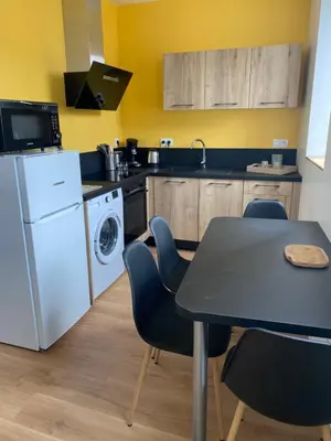 Cuisine ou kitchenette dans l'établissement Gîte mont-blan
