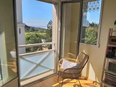 Balcon ou terrasse dans l'établissement Duplex vue mer tout confort a la Croix Paqueray
