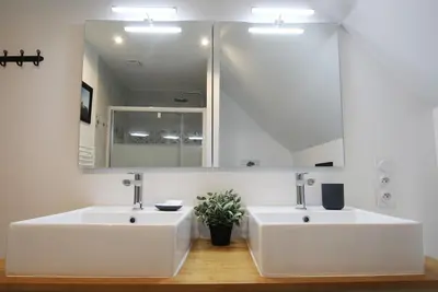 Salle de bains dans l'établissement Gîte Au fil de l'eau