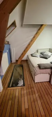 Coin salon dans l'établissement Nice renovated fisherman's house near the sea