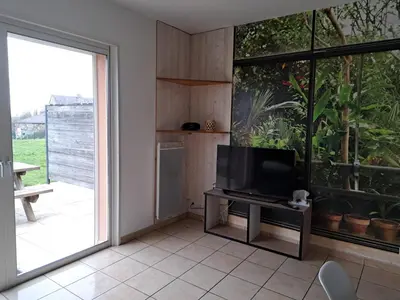 Cuisine ou kitchenette dans l'établissement La Chaumière avec piscine privée, à 5 minutes du Mont St-Michel