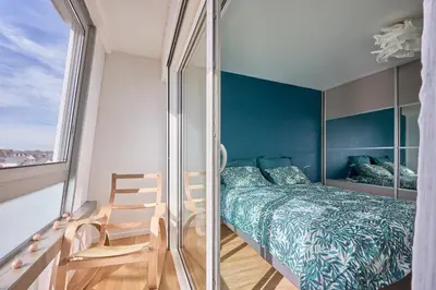 Un ou plusieurs lits dans un hébergement de l'établissement Duplex Etoile de mer- T4 Vue mer