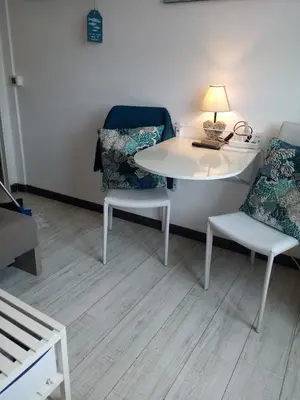 Coin salon dans l'établissement LE PETIT CABOURG de LA COUR NORMANDE studio coeur de ville -1 à 2 personnes