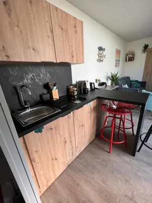 Cuisine ou kitchenette dans l'établissement Charmante maison à 2 pas de la mer avec son jardin pour 2 adultes et 2 enfants