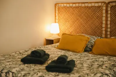 Un ou plusieurs lits dans un hébergement de l'établissement Green Haven - Joli studio - Centre Ville de Caen